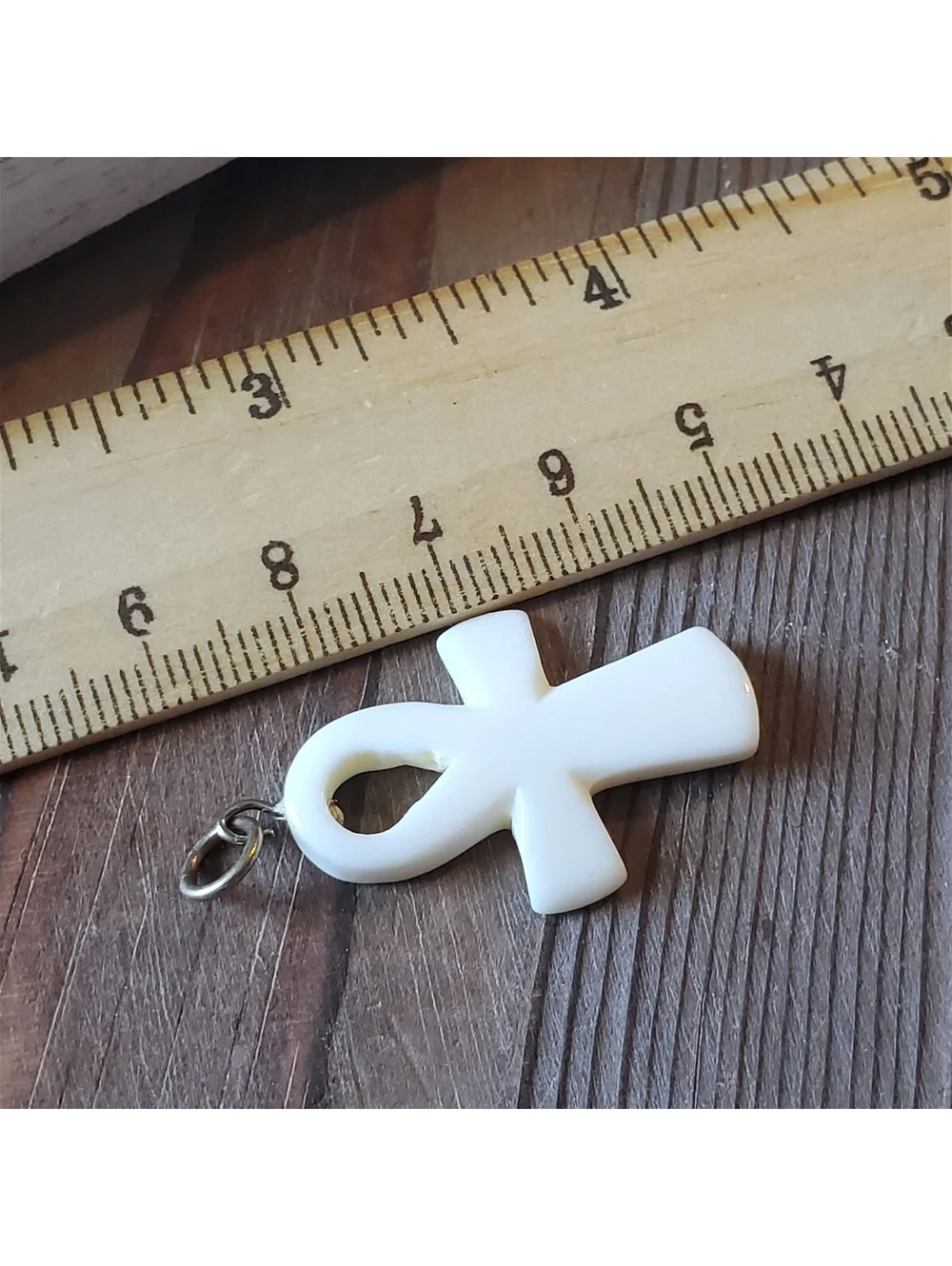Hand Carved India Ankh Amulet Talisman White Camel Bone Pendant for Necklaces